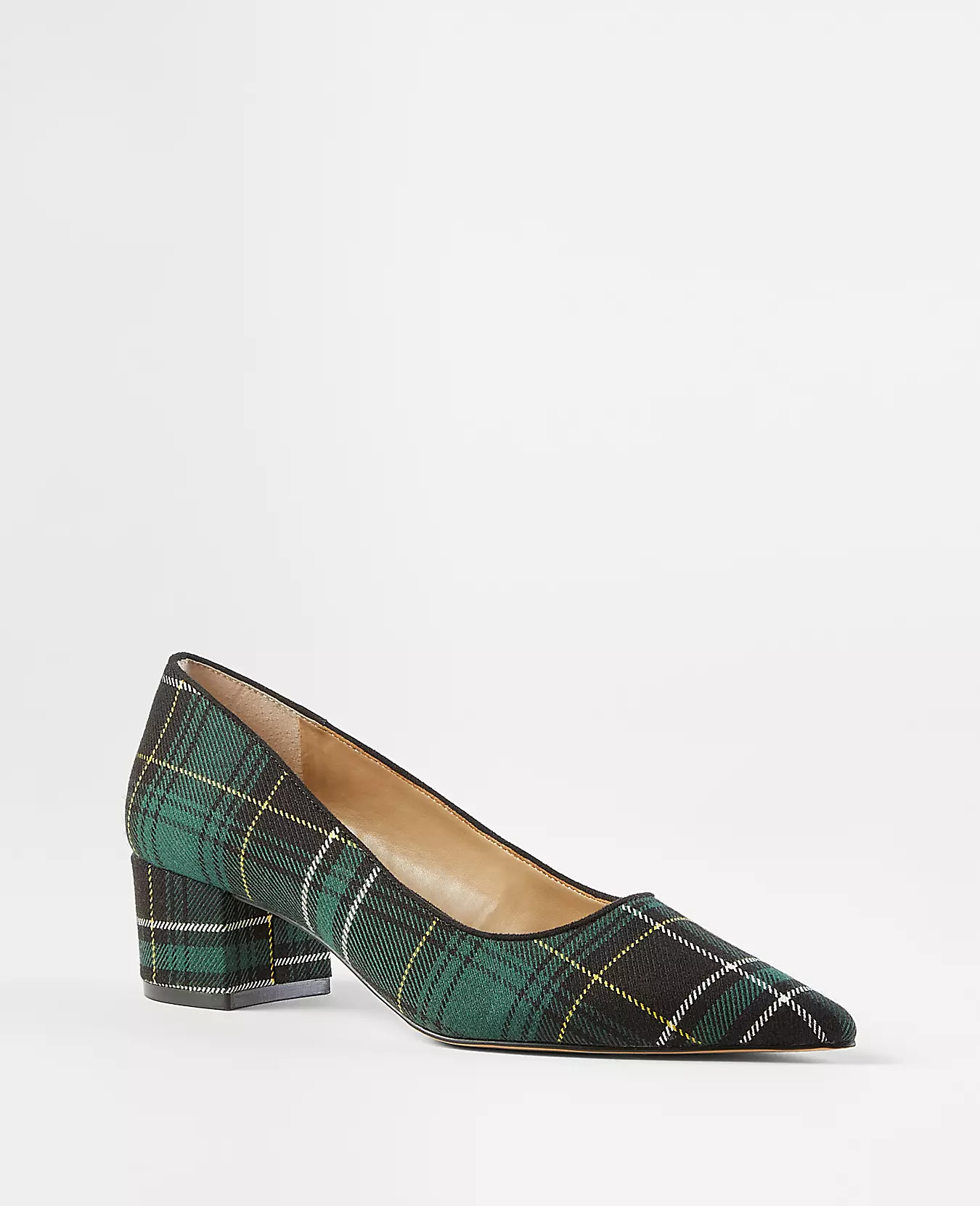 Mid Block Heel Plaid Pumps | Ann Taylor (US)