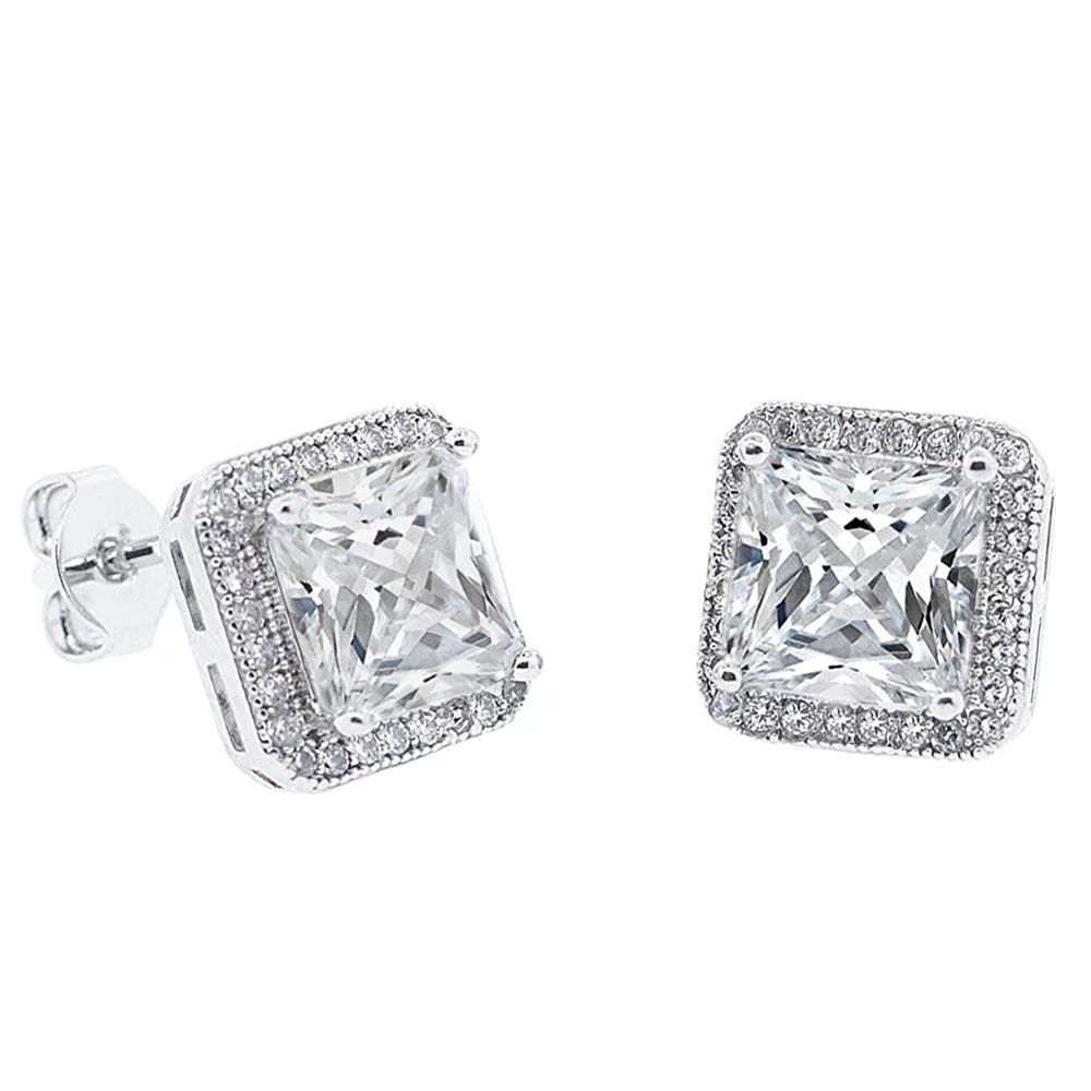 Cate & Chloe Norah 18k White Gold CZ Stud Earrings | Womens Silver Crystal Earrings, Womens Jewel... | Walmart (US)