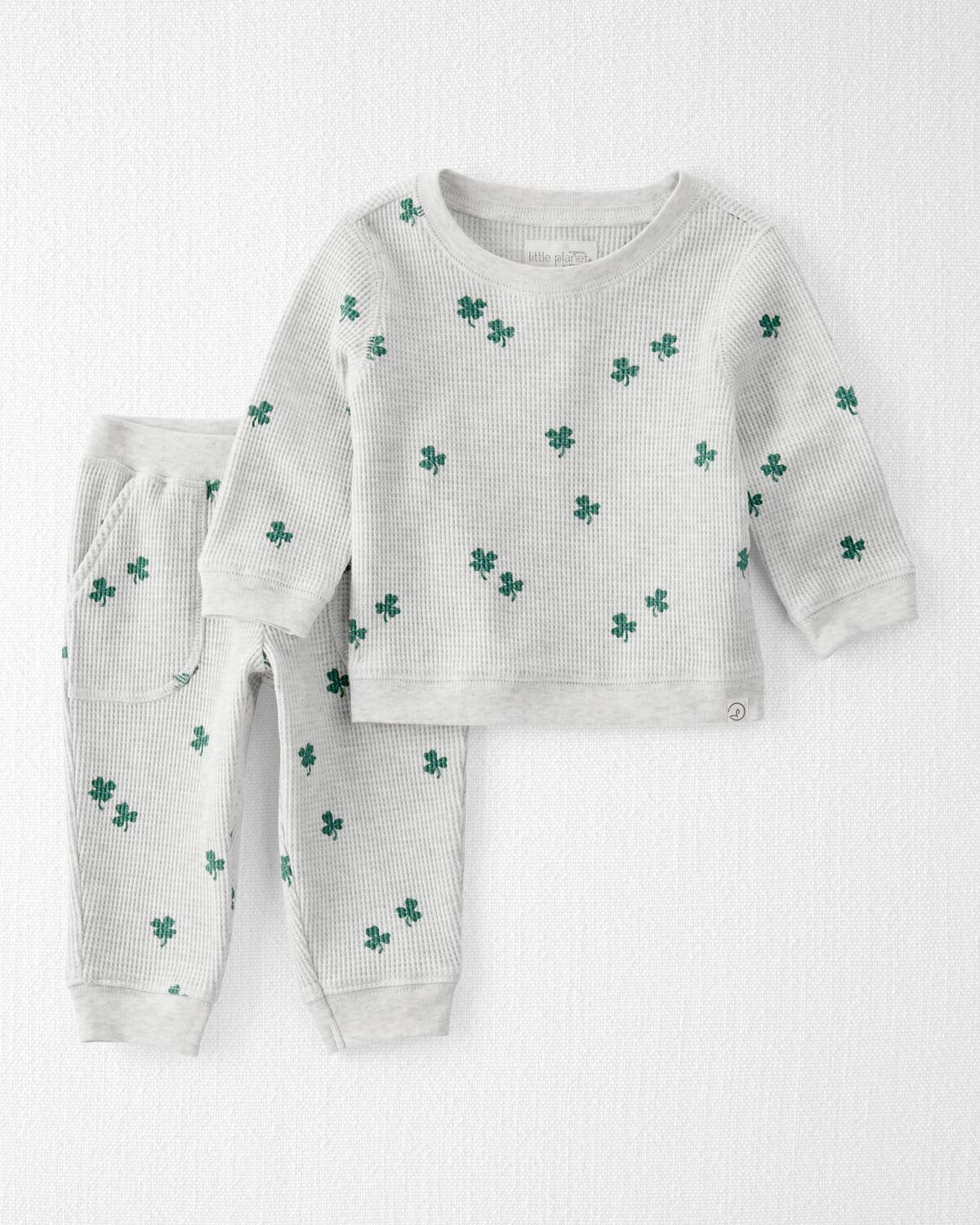 Baby 2-Piece Organic Cotton Thermal Knit Set in Lucky Clovers Print | Carter's Inc