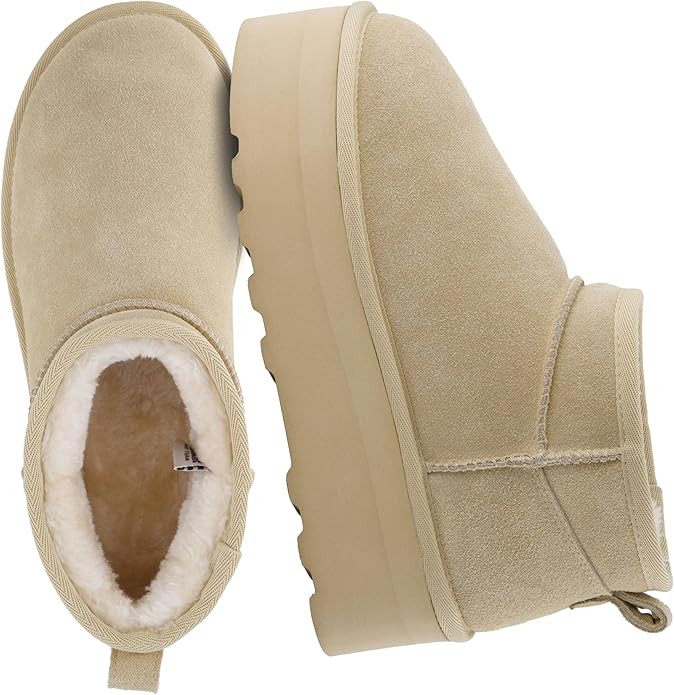 CUSHIONAIRE Hippy Women’s Platform Ankle Boots – Genuine Suede, Faux Fur Lining, Cozy Winter ... | Amazon (US)