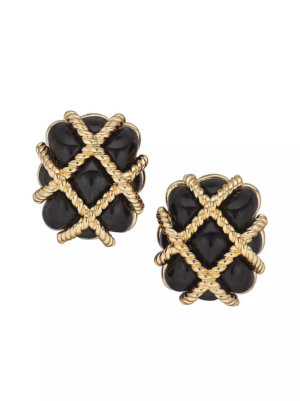 Black Resin Quilted Goldtone Earrings | Saks Fifth Avenue