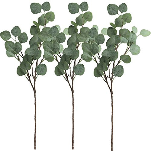 Supla 3 Pcs Artificial Silver Dollar Eucalyptus Leaf Spray in Green 25.5" Tall Artificial Greener... | Amazon (US)
