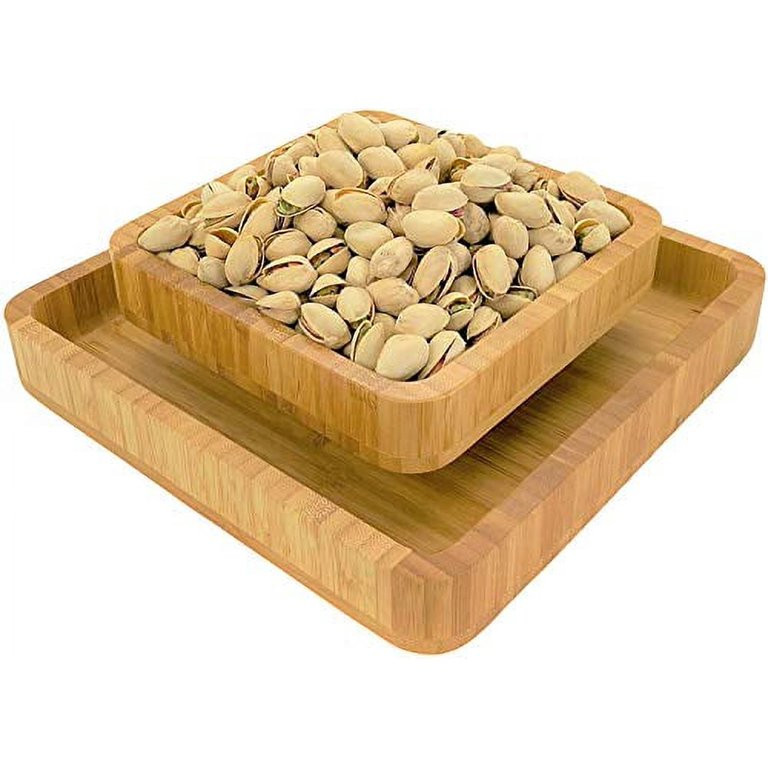 Penko Bamboo Pistachio Snack Bowl Double Dish Holder Bowl Pedestal and Sunflower Seed Nut Bowl wi... | Walmart (US)
