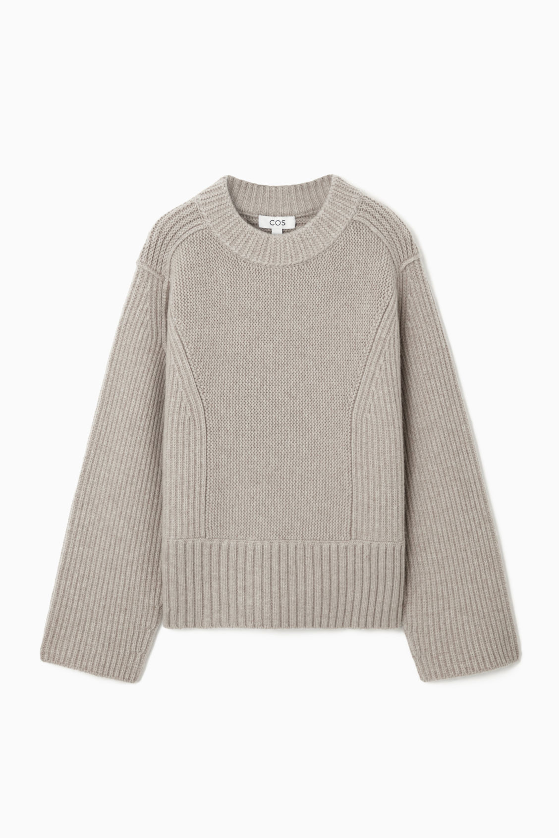 CHUNKY PANELED WOOL SWEATER - LIGHT BEIGE - Knitwear - COS | COS (US)