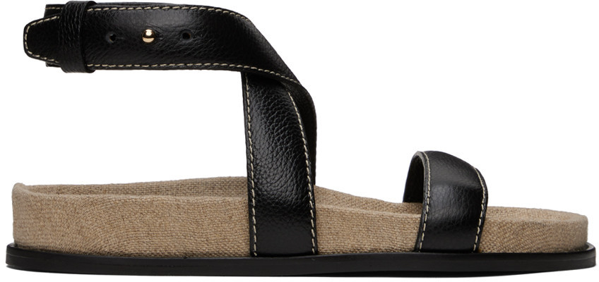 TOTEME Black 'The Leather Chunky' Sandals | SSENSE