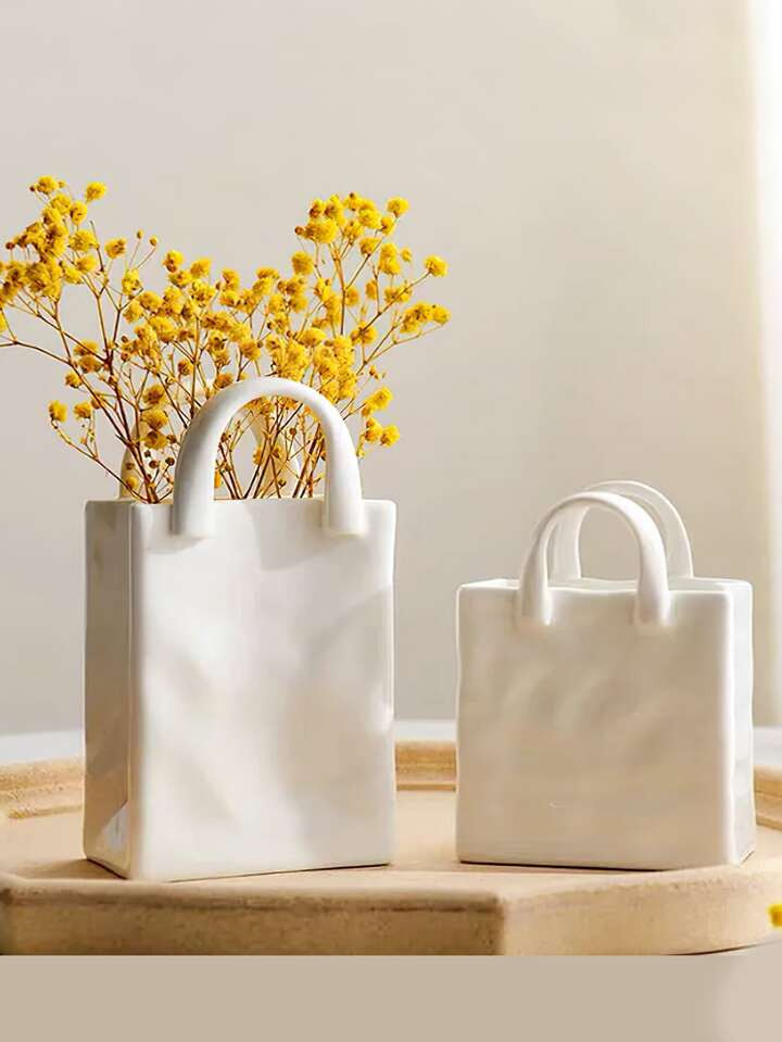 1pc Bag Design Flower Vase, White Flower Wrapping Bag, For Home Decor | SHEIN