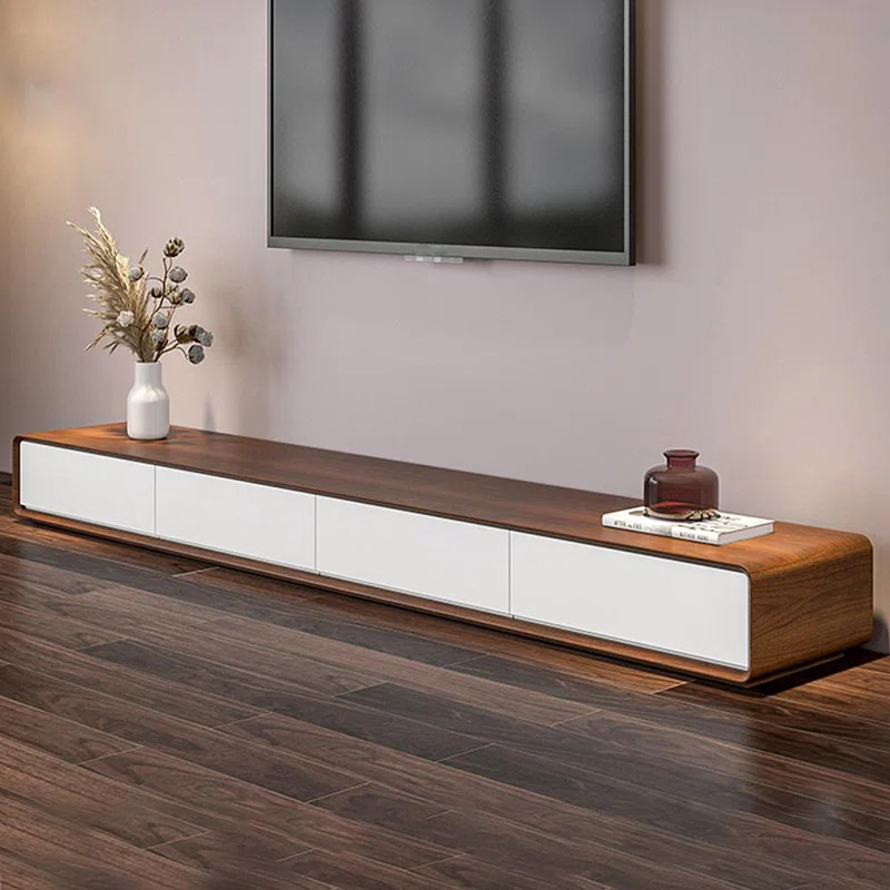Modern TV Stand, Wood Veneer Media Console with 4 Drawers, Solid Wood | Wayfair North America