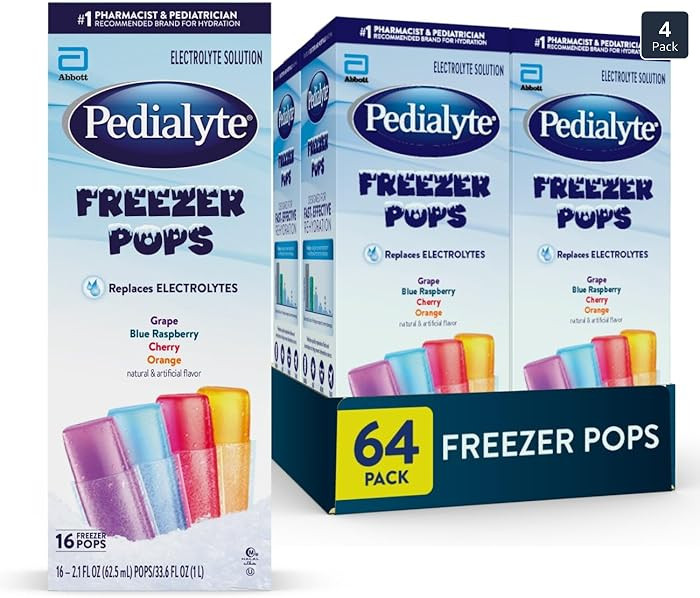 Pedialyte Electrolyte Solution Freezer Pops, Hydration Variety Pack— Grape, Blue Raspberry, Che... | Amazon (US)