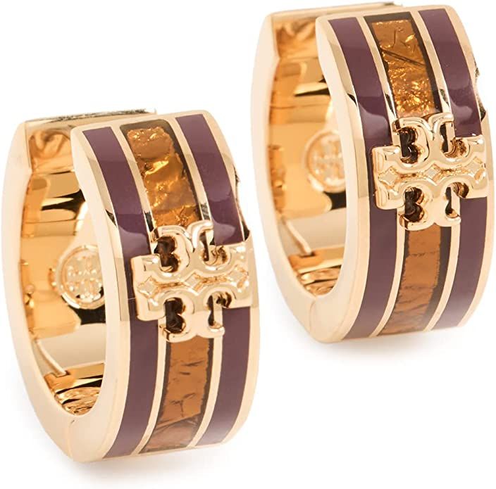 Tory Burch Women's Kira Enamel Huggie Hoop Earrings | Amazon (US)