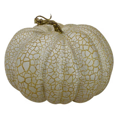 Northlight 7" Champagne Gold Crackled Fall Harvest Pumpkin Decoration | Target