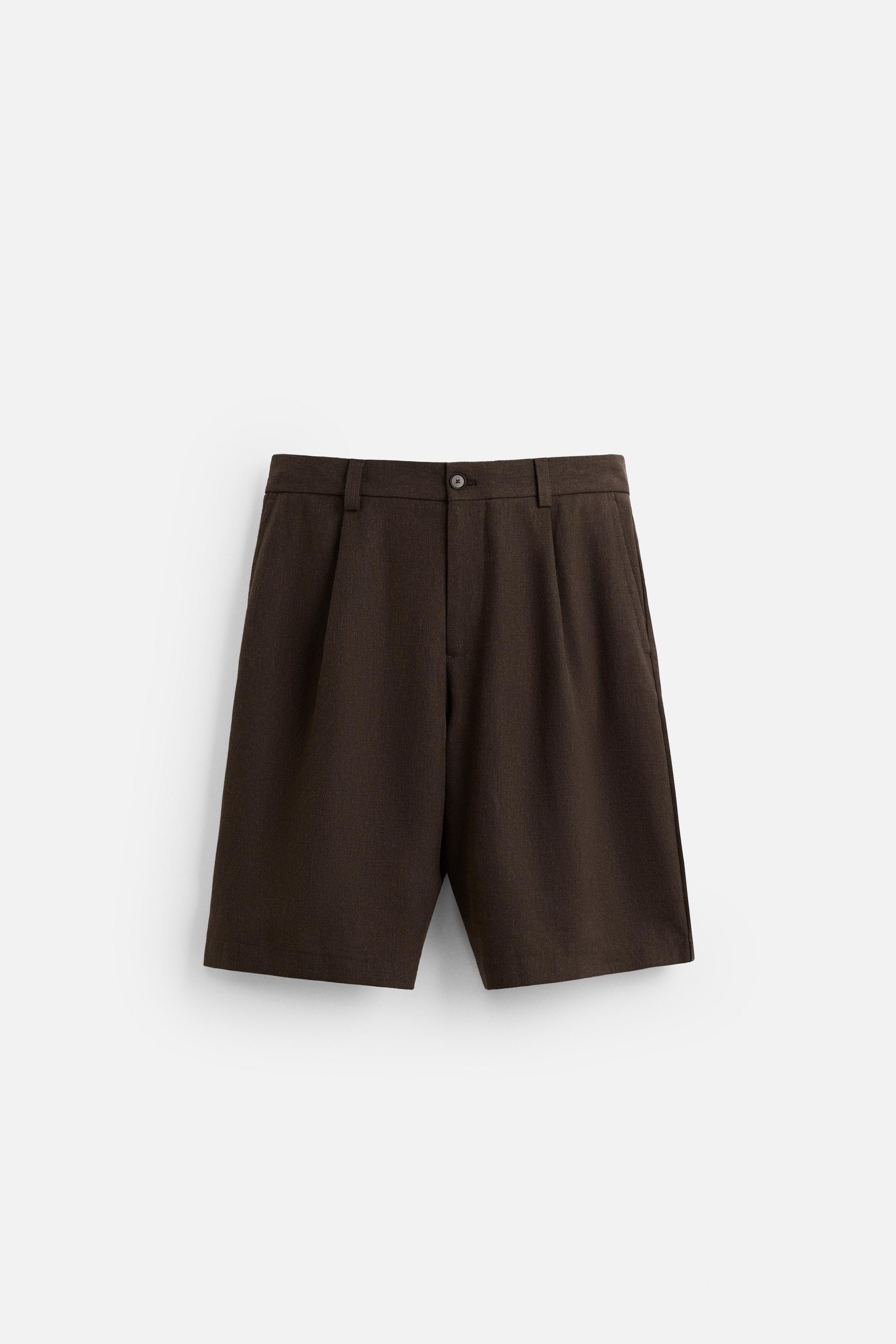 TEXTURED PLEATED SHORTS | Zara US