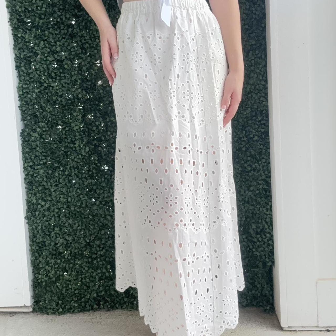 H & M Women's Skirt - White - XXS | Depop US