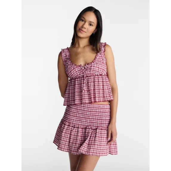 No Boundaries Woven Smocked Top and Skirt Set, 2 Piece, Women’s XXS-XXL | Walmart (US)