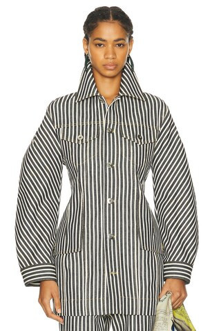 Bottega Veneta Button Up Jacket in Navy | FWRD 