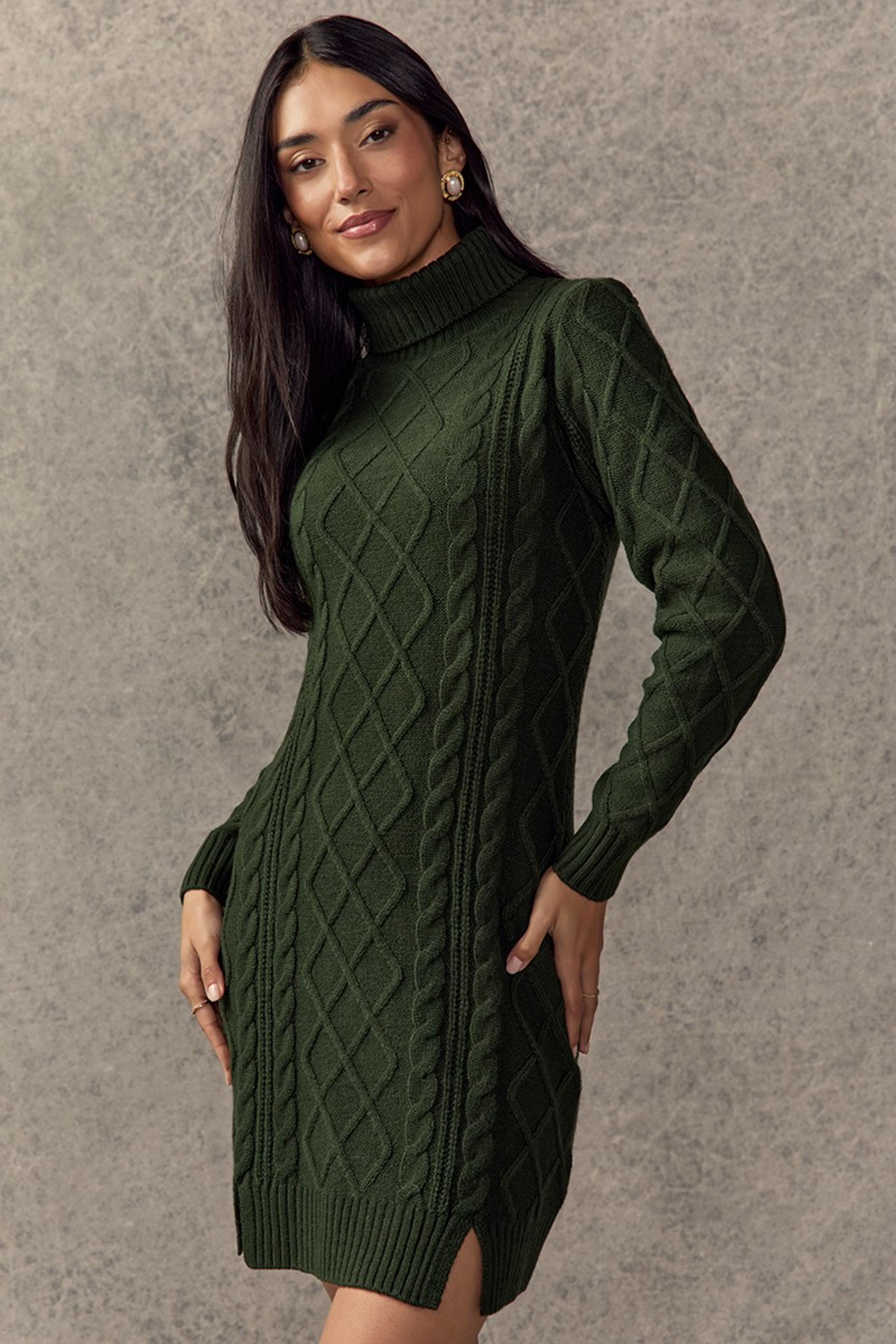 May Cable Knit Mini Sweater Dress | Francesca's