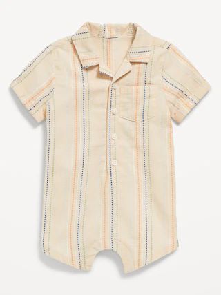 Striped Textured Dobby Pocket Romper for Baby | Old Navy (US)