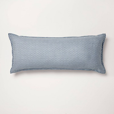 14"x36" Block Pattern Oblong Throw Pillow Blue - Hearth & Hand™ with Magnolia | Target