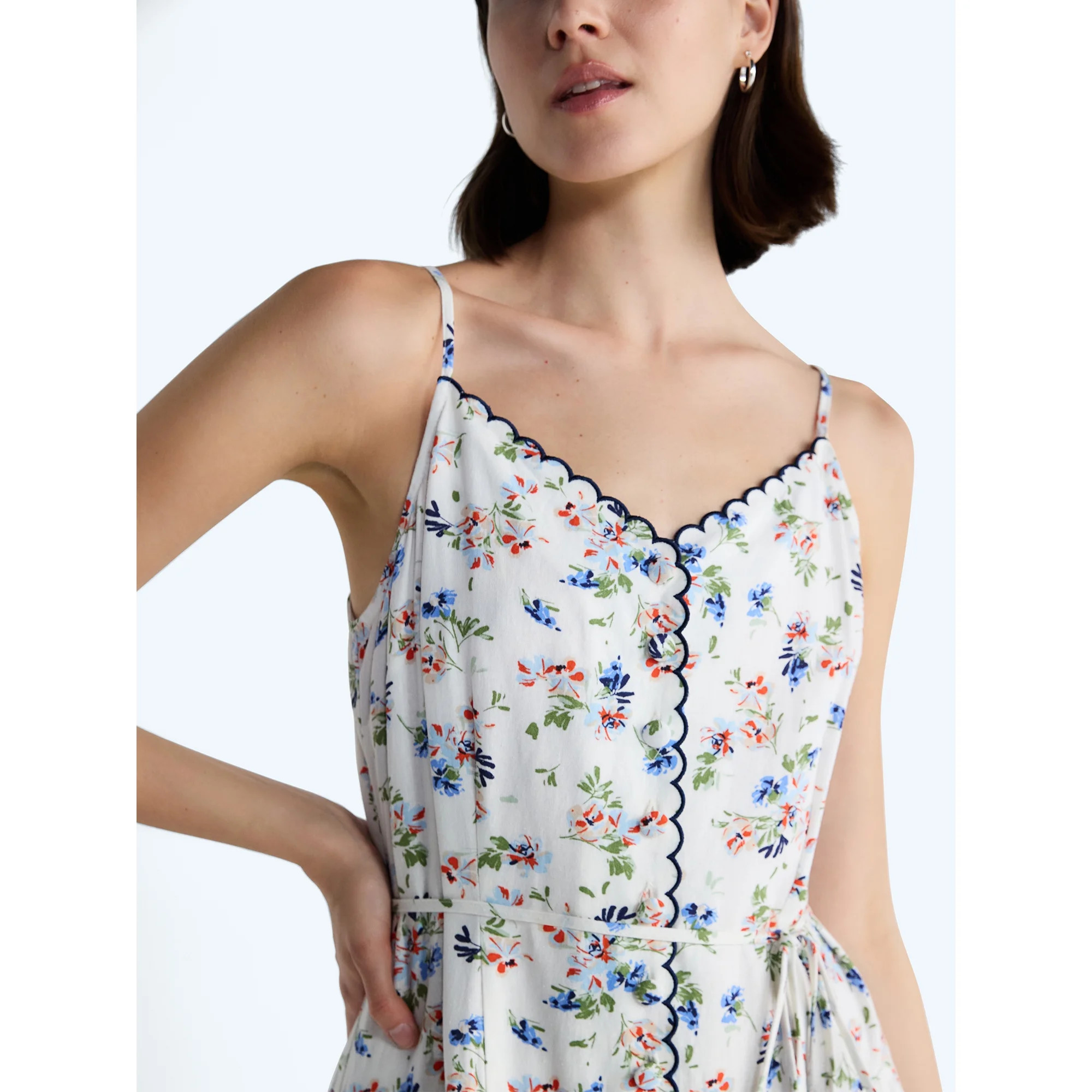Free Assembly Women's Linen Blend Sleeveless Belted Midi Dress, Sizes XS-XXL | Walmart (US)
