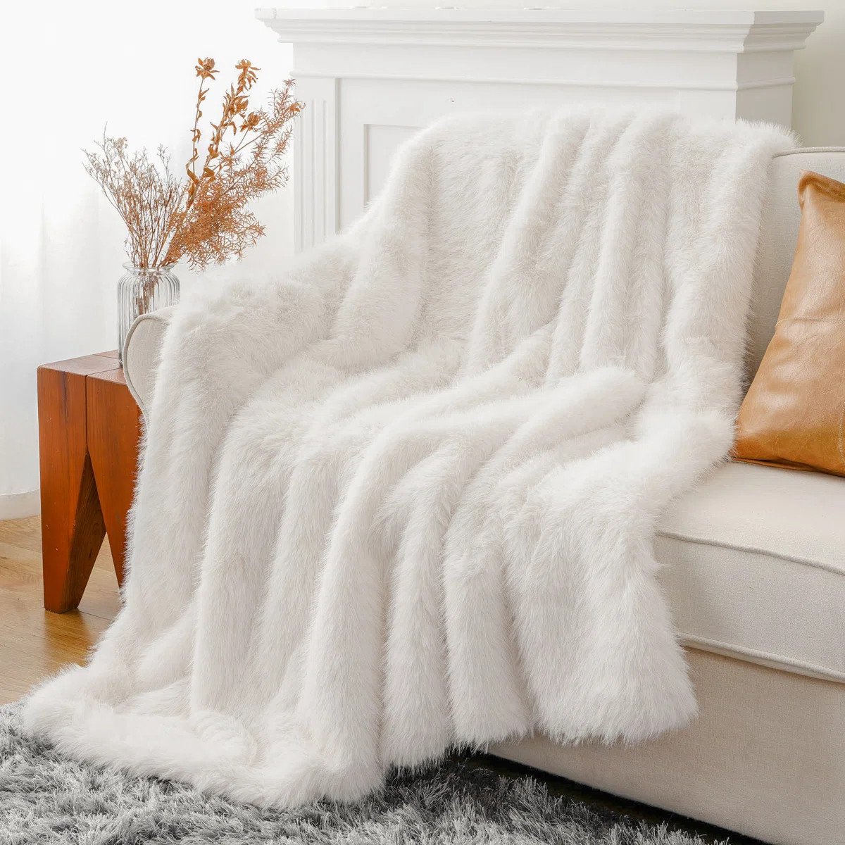 Battilo Home Luxury Faux Fur Throw Blanket, Large Soft Warm Cozy Fuzzy Fluffy Fur Blankets and Th... | Wayfair North America