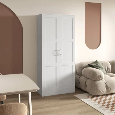 Tall Storage Cabinet With Movable Storage Shelves, Modern Style Pantry Cupboard Cabinet With Soft Close Doors, White | Wayfair North America