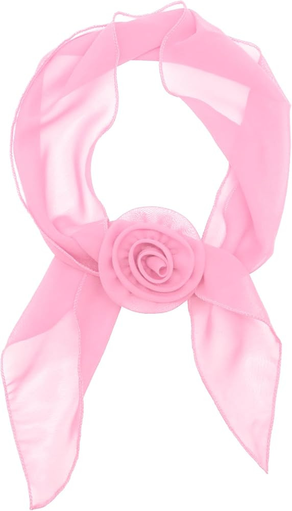 Scarf for Women with Removable Flower, Long Womens Tie Soft Neck Scarf Versatile Hair Band | Amazon (US)