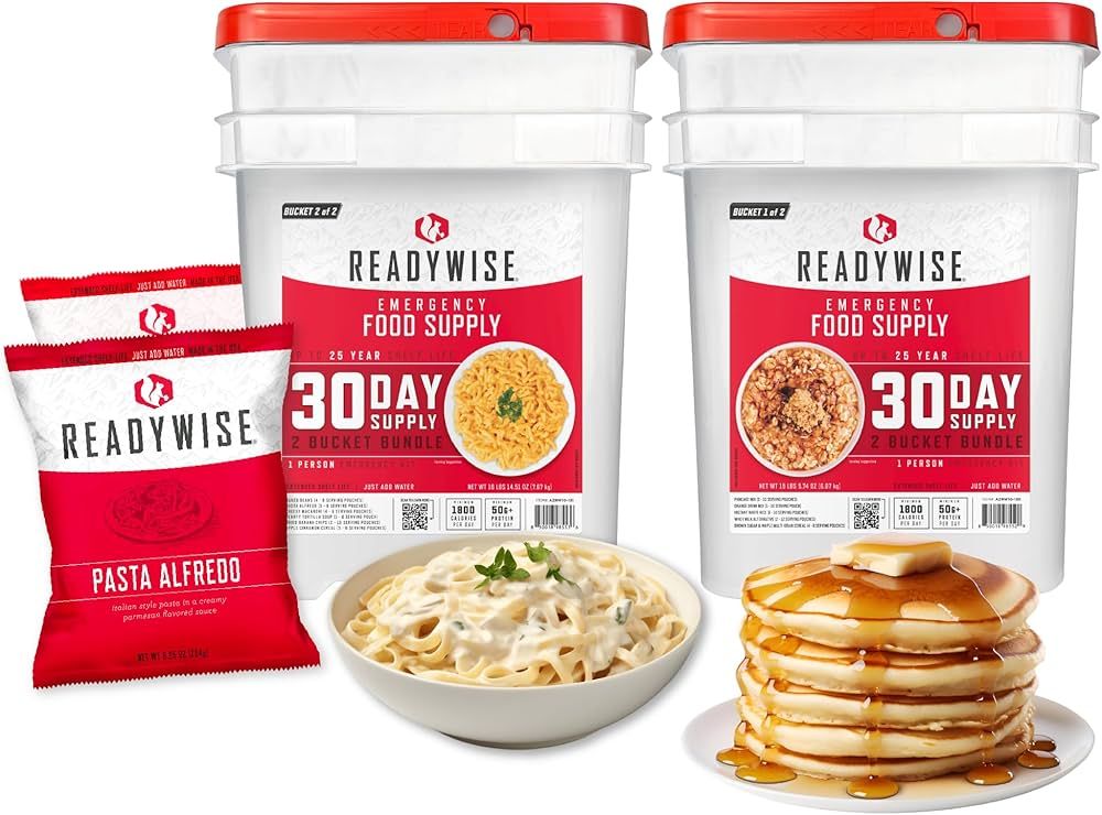 READYWISE - 30 Day, Emergency Food Supply, 298 Servings, 2 Buckets, Freeze-Dried, MRE, Camping, H... | Amazon (US)