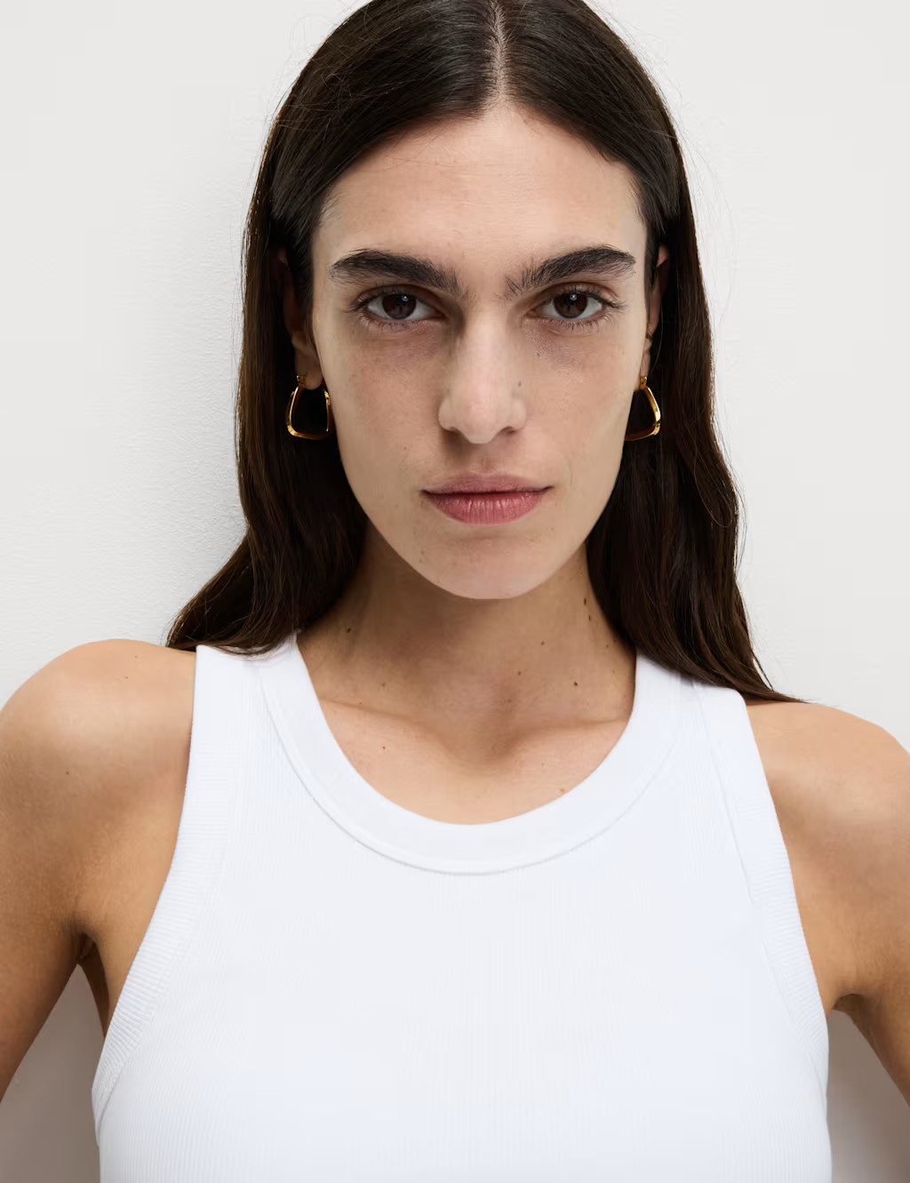 Cotton Rich Ribbed Scoop Neck Bra Vest Top | Marks & Spencer (UK)