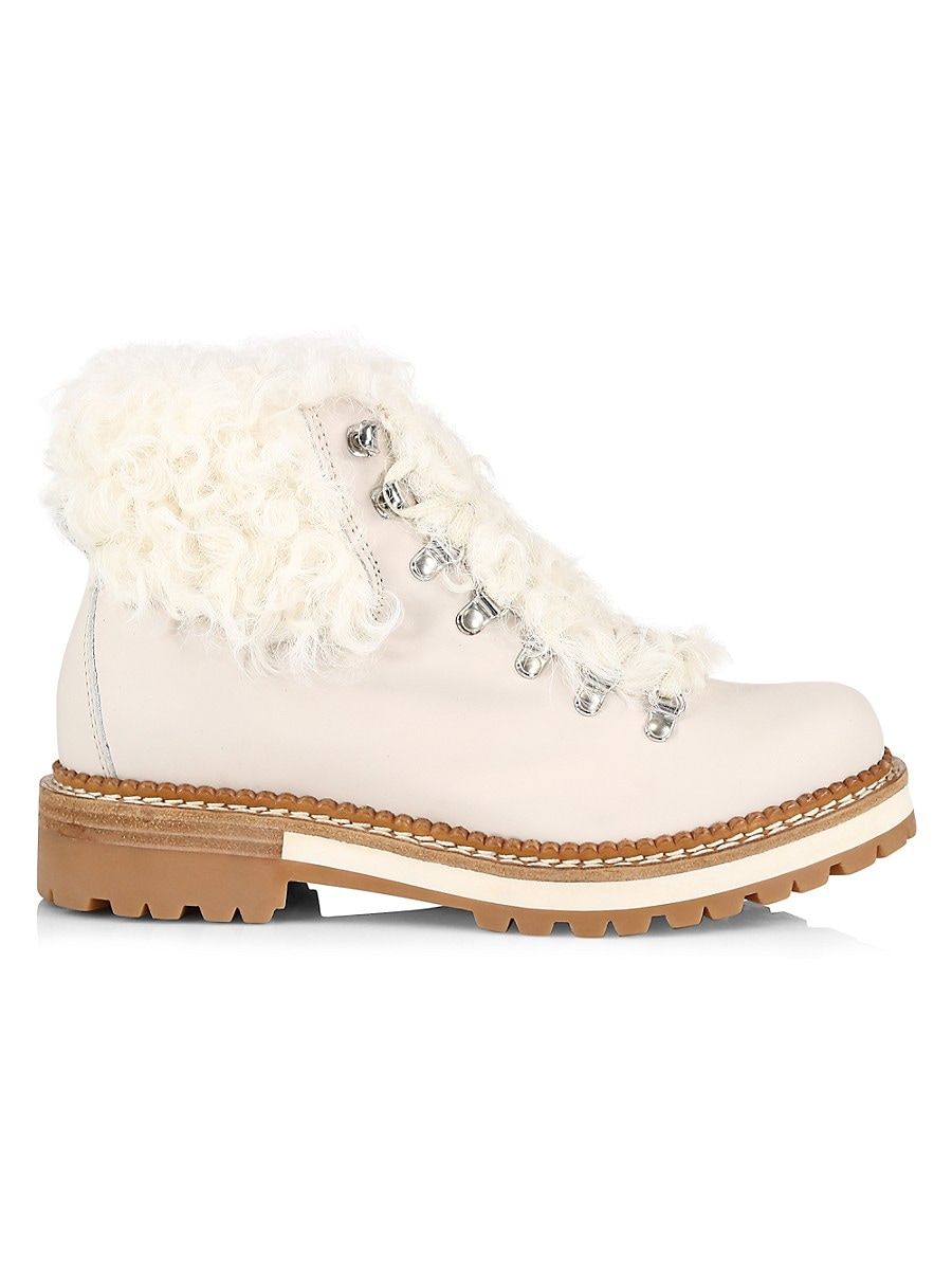 Montelliana 1965 Women's Clara Leather Shearling-Trimmed Hiking Boots - White - Size 37.5 (7.5) | Saks Fifth Avenue OFF 5TH