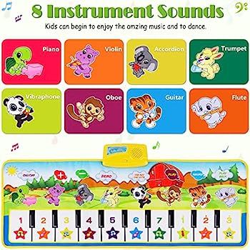 M SANMERSEN Piano Mat, 39.5" X 14" Musical Mat 8 Instrument Sounds Piano Mat for Toddlers Touch P... | Amazon (US)