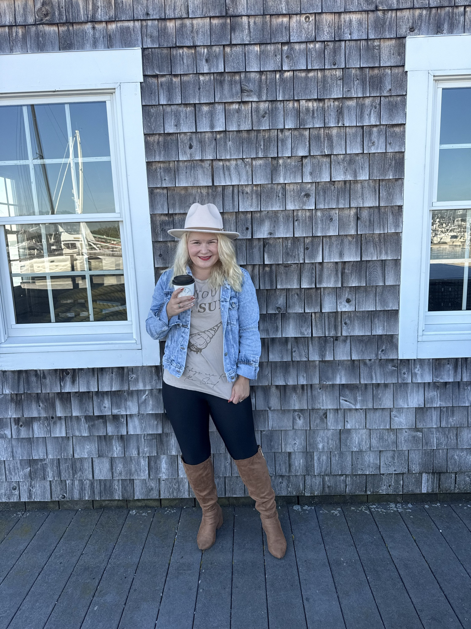 For more winter to spring transitional ideas, I replace my Dudley with a lighter weight tee and denim jacket woth my @Spanx 

#LTKSeasonal #LTKootd #LTKPetite