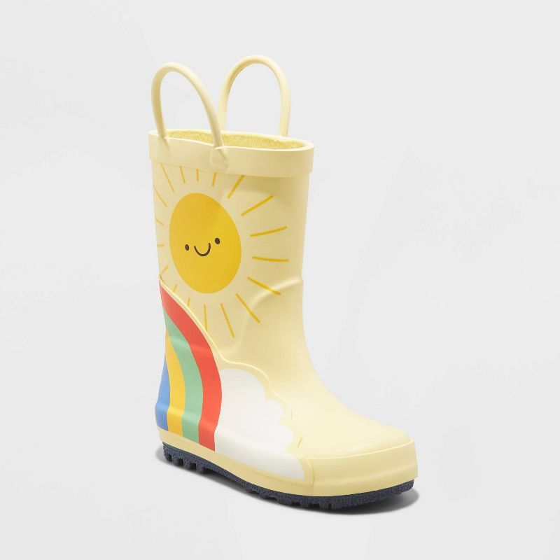 Toddler Girls&#39; Caroline Rainbow Print Rain Boots - Cat &#38; Jack&#8482; Yellow 6 | Target