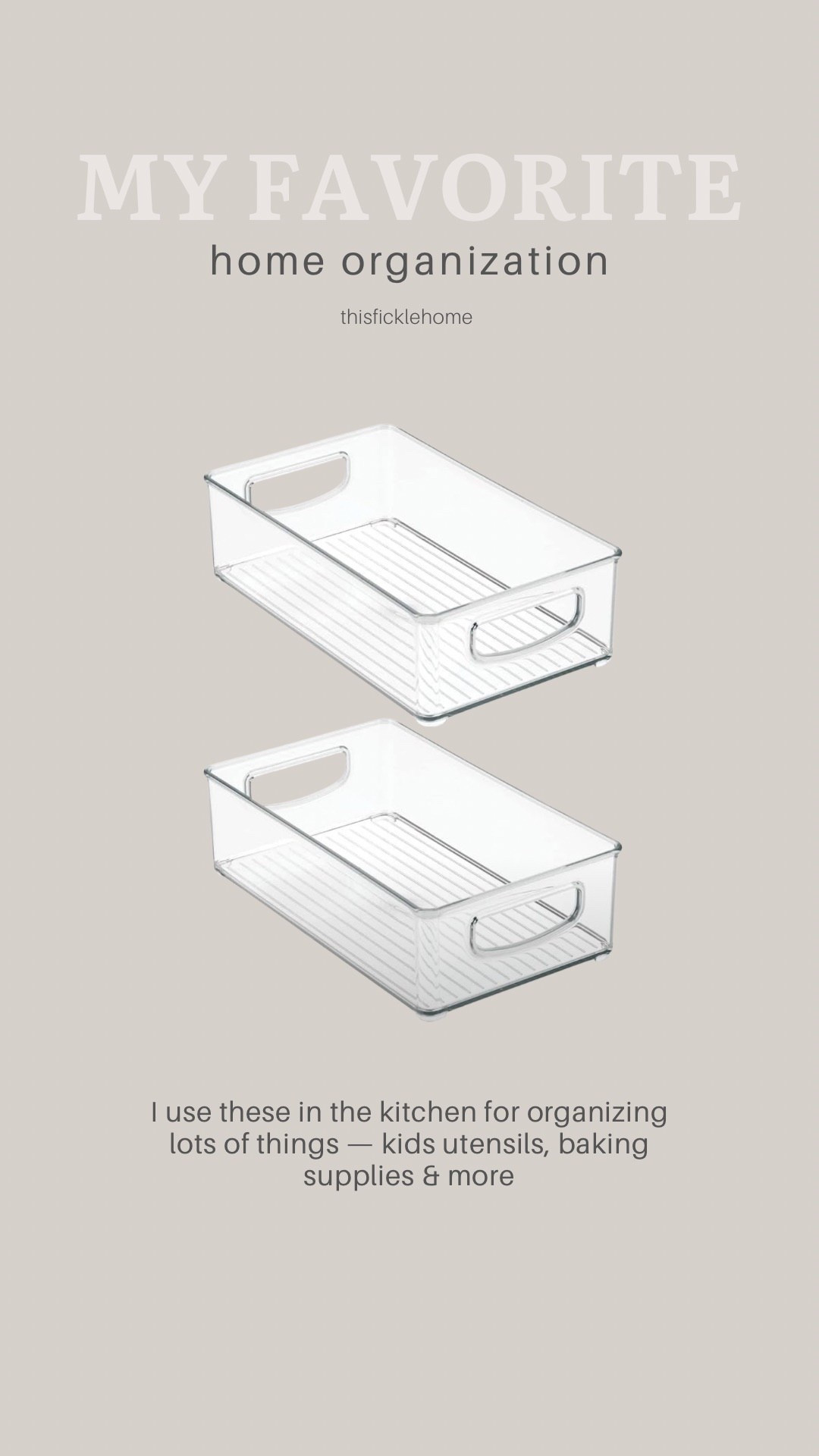 Plastic organizers for kitchen or bathroom and they’re stackable! I use this stackable plastic bins in my kitchen.

#homeorganization #kitchenorganization #amazonfinds

#LTKHome