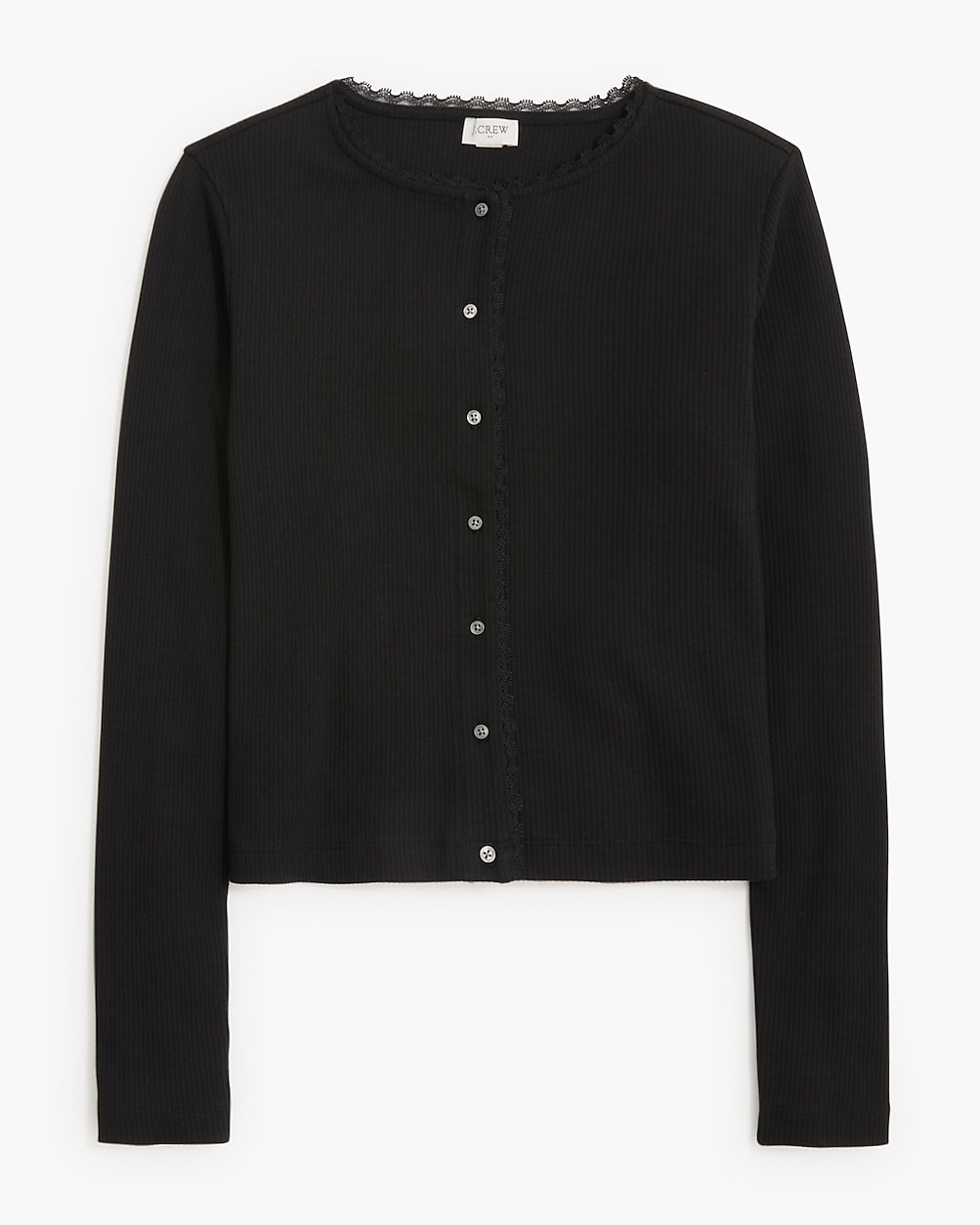 Ribbed lace-trim knit cardigan | J.Crew Factory