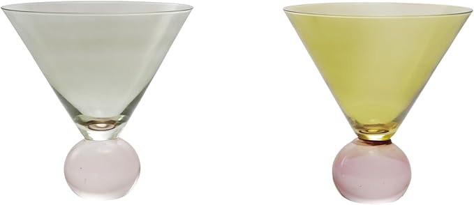 Creative Co-Op 12-Piece two-tone Martini Glass with Ball Stem, Multicolor | Amazon (US)