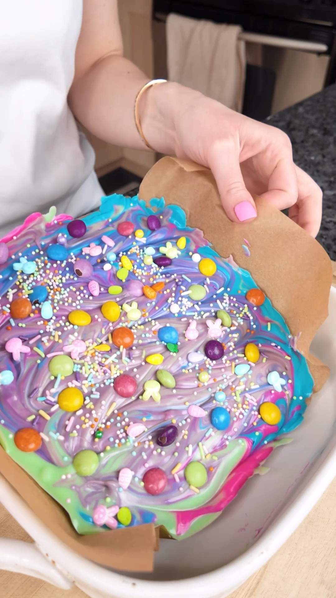 One of the easiest (and cutest) spring treats to make! We used melting chocolate, festive sprinkles, and a few fun candies to create this colorful Easter bark. It’s perfect for gifting, adding to Easter baskets, or bringing to a spring get-together.
Just melt the chocolate, swirl the colors together, add your favorite toppings, freeze, and break into pieces. It’s simple, fun to customize, and turns out so pretty every time.
 Save this for later if you’re planning Easter treats. 🐰✨

#LTKSeasonal #LTKfoodie #LTKKids