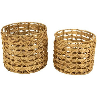 Northlight Set of 2 Wood-tone Open Fishtail Water Hyacinth Baskets with Built-in Handles15.75" | Target