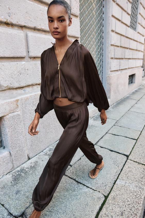 SATIN BALLOON BOMBER JACKET | Zara US