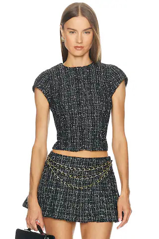 LOBA Danica Tweed Top in Black & White. - size XS | Revolve Clothing (Global)