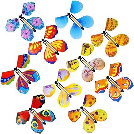 Outee 10 Packs Magic Flying Butterfly Card Surprise Wind Up Butterfly in The Book Rubber Band Pow... | Amazon (US)