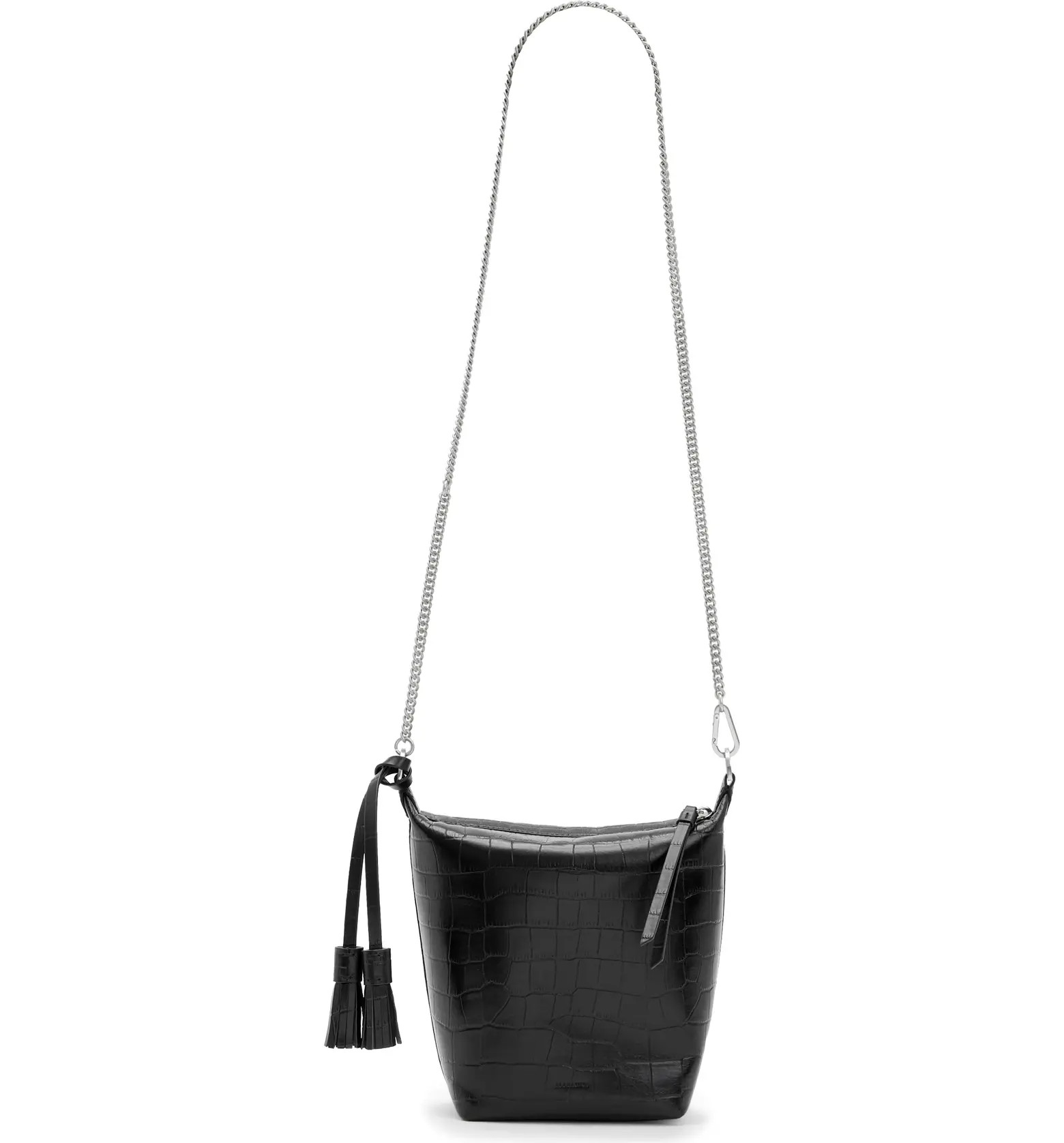 AllSaints Evaline Croc Embossed Leather Crossbody | Nordstrom | Nordstrom