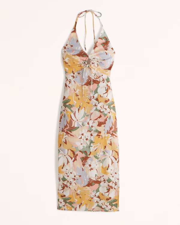 Halter Keyhole Midi Dress | Abercrombie & Fitch (US)