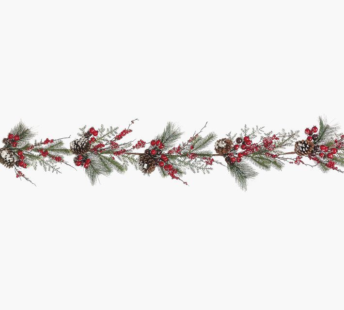 Faux Snowed Pinecones Berry Wreath & Garland | Pottery Barn | Pottery Barn (US)