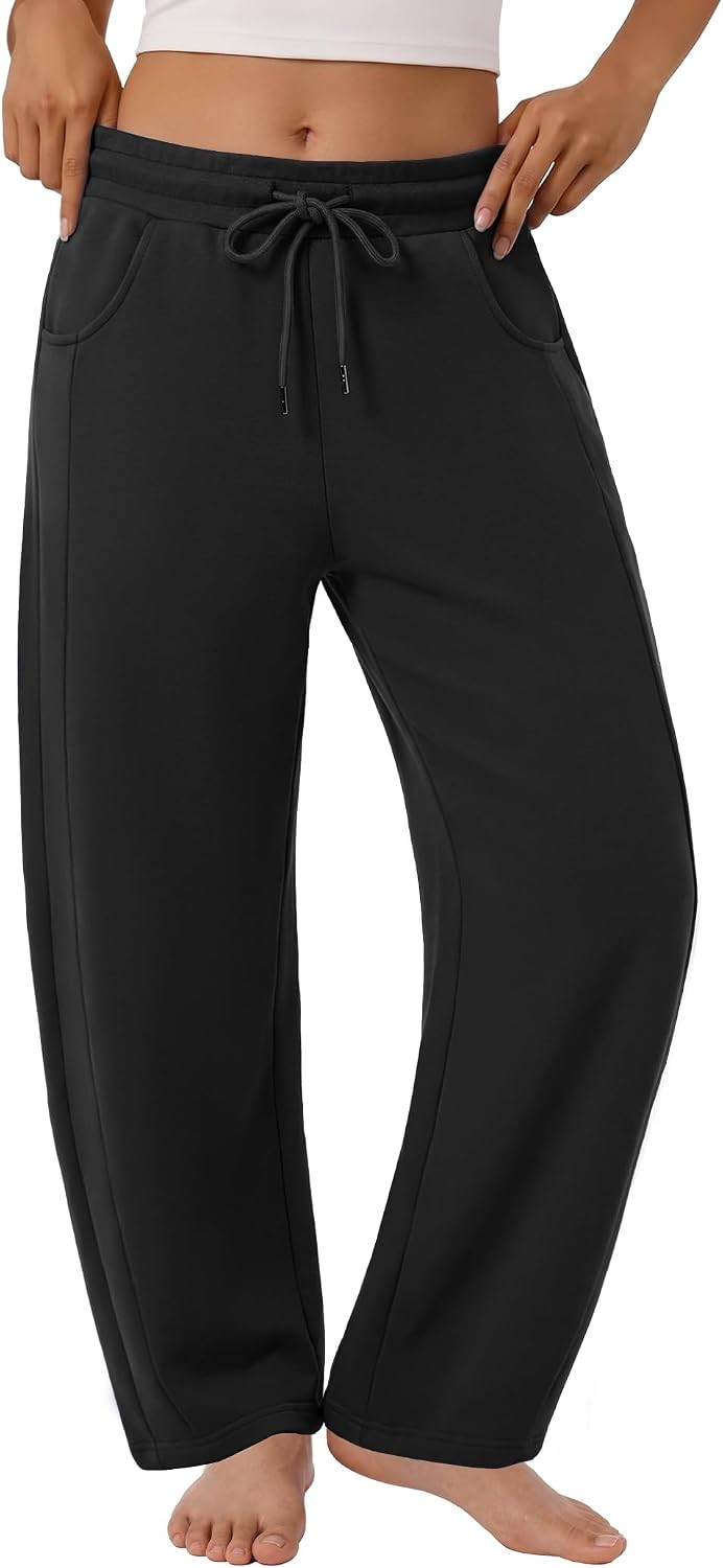 DLOODA Women's Barrel Sweatpants Wide Leg Lounge Sweat Pants with Pockets | Amazon (US)