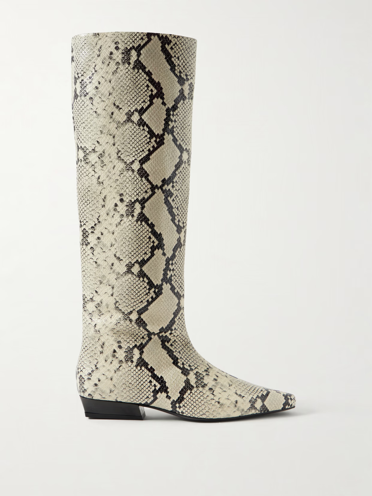 STAUD - Wally Snake-effect Leather Knee Boots - Animal print | NET-A-PORTER (US)