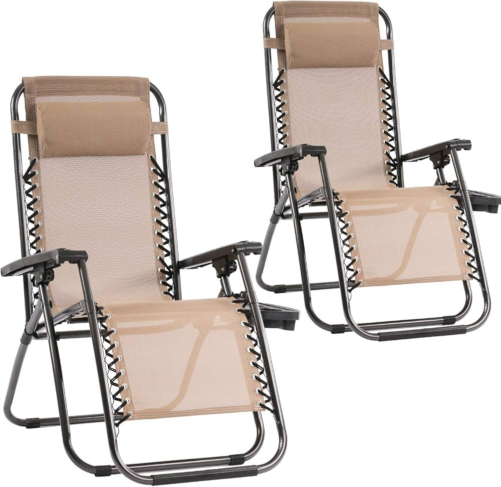 FDW Set of 2 Zero Gravity Chairs Lounge Chair with Pillow and Cup Holder Patio Outdoor Adjustable... | Amazon (US)