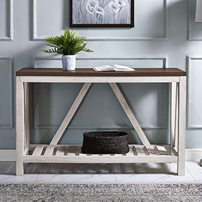 New 52 Inch A-Frame Rustic Entry Table - Dark Walnut Top with White Oak Finish | Amazon (US)