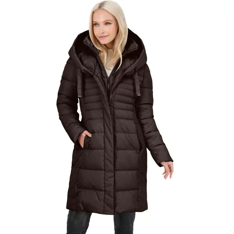 Tahari Casey Fitted Puffer Coat for Women-Quilted Winter Coat with Bib - Walmart.com | Walmart (US)