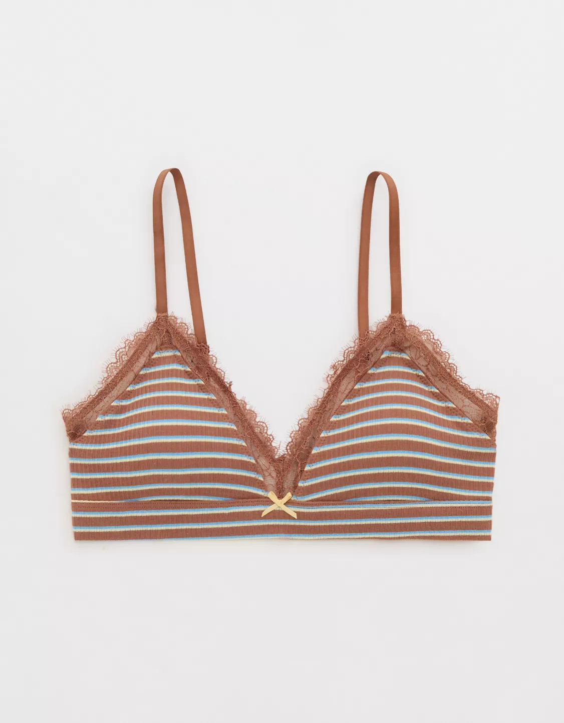 Superchill Cotton Rib Lace Trim Triangle Bralette | Aerie