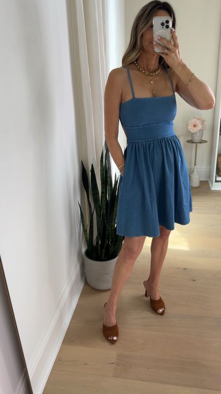 Quality denim dress in stretchy material. No zippers, has pockets and bra friendly open back. What I’m wearing all summer… 


#LTKStyleTip #LTKOver40 #LTKTravel