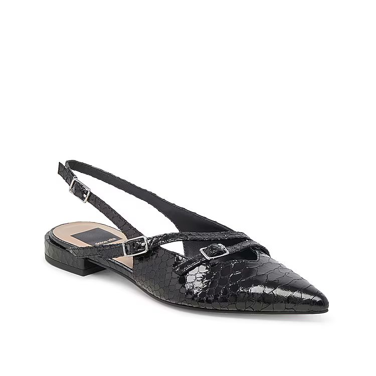 Dolce Vita Pamla Flat | Women's | Midnight Black Snake Print | Size 9.5 | Flats | Slingback | DSW